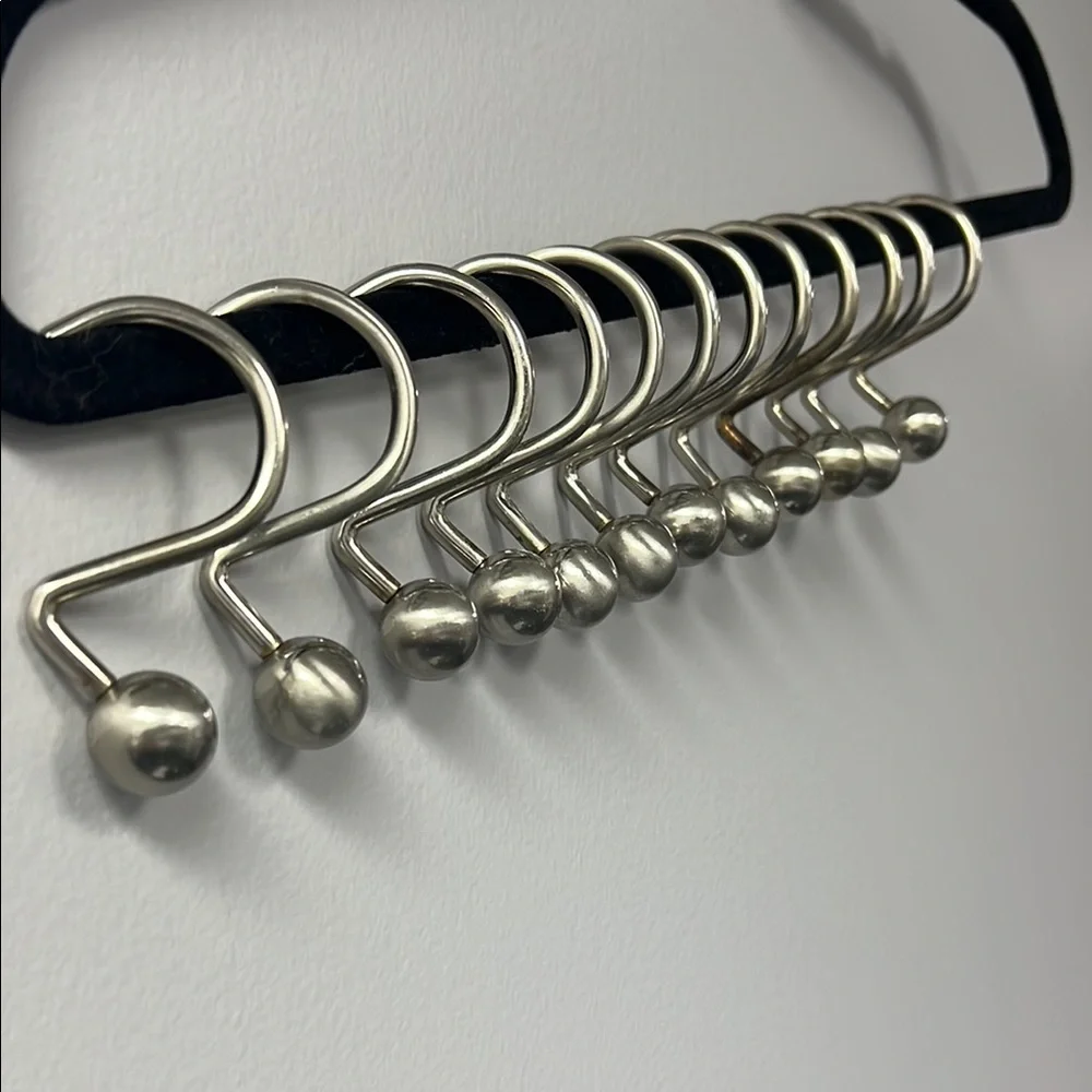 Elegant Silver Shower Curtain Hooks